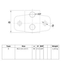 Buiskoppeling Extra zware boeiboordbevestiging horizontaal-C / 33,7 mm
